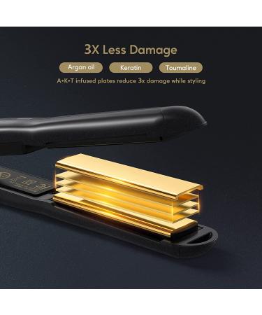 Terviiix Mini Flat Iron for Short Hair - Temperature Adjustable 12 Inch Travel Hair Straightener - Portable Ceramic Hair Straightener for Men - Black - Buy Online on GoSupps.com
