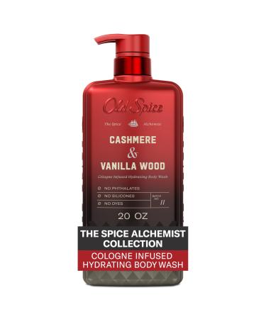 Old Spice Body Wash for Men The Spice Alchemist Collection 24/7 Cologne Infused Hydration No Trade Off Formula Free of Phthalates Silicones & Dyes Cashmere + Vanilla Wood Scent 20 oz