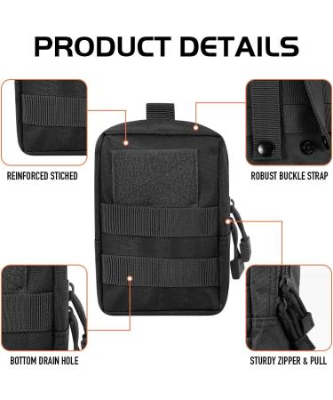 Gogoku 4-Pack Tactical Molle Pouch Combo - Compact Utility EDC Waist Bag Set in Black - Buy Online on GoSupps.com