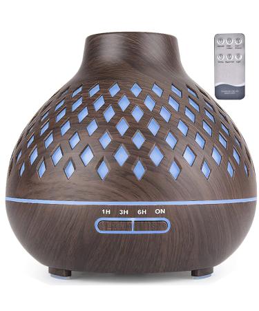 SK DEPOT Essential Oil Diffuser 400ml Ultrasound Aromatherapy Diffusers Remote Control Air Quiet Diffuser Aroma Diffusers Humidifier 7 Colors of Lights and for Bedroom Yoga Spa(Wood Grain)