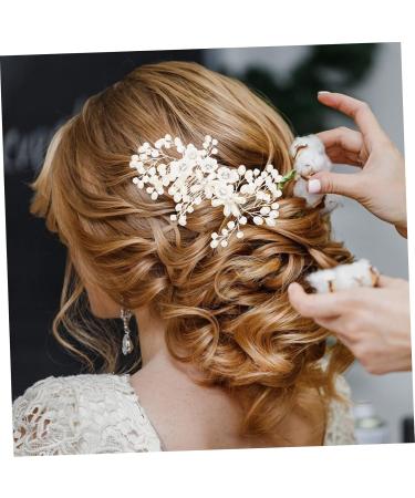 DOITOOL Flower Rhinestone Hair Comb Wedding Hair Clips Wedding Hair Comb Floral Headpiece Women Hair Headdress Jeweled Hair Clips Bride Zinc Alloy Accessories The Flowers Women's White - Buy Online on GoSupps.com