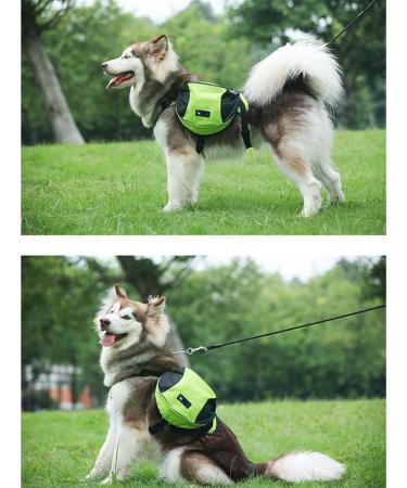 Saddle Bag Hundred Backpack for Medium-Large Dogs | Reflective Waterproof Adjustable - Travel & Training Gear (Green Size L for Dogs 28kg-40kg) - Buy Online on GoSupps.com