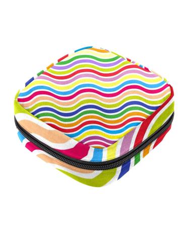 Menstruation pad bag with zipper women's napkin bag tampons collective bags for women and girls (rainbow waves) Color 3