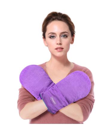 Hot and Cold Hand Therapy Gloves, Hand Ice Pack, Ice and Heat Therapy Pain Relieving Mittens | Microwavable and Freezable, Arthritis, Finger and Hand Injuries, and Carpal Tunnel (Dark Gray) (Purple)