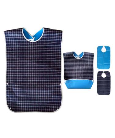 NETUME Waterproof Adult Bibs for Men Women and Elderly - Washable Adult Mealtime Bib Large Adult Feeding Bibs Clothing Protector Both for Men Eating and for Disabled