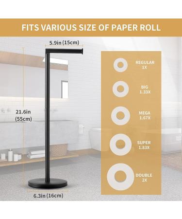 LAYUKI Free Standing Toilet Paper Holder in Matte Black Stainless Steel - Rustproof Bathroom Tissue Roll Stand - Buy Online on GoSupps.com