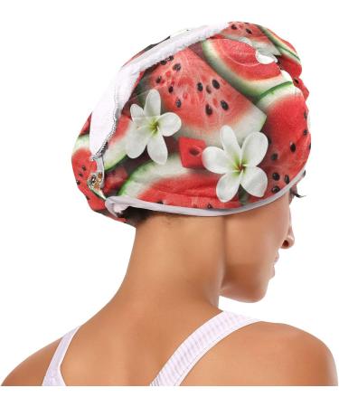 Plumeria Watermelon Hair Towel 2 Pack | Super Absorbent Quick Dry Hair Turbans for Women & Girls - Buy Online on GoSupps.com