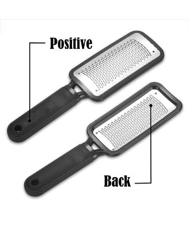 Stainless Steel Foot Scrubber Set - 2pcs Callus Remover & Foot File for Pedicure - Black Foot Scrub Supplies - Buy Online on GoSupps.com