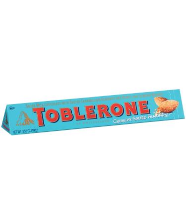 Toblerone Swiss Milk Chocolate with Salted Caramelized Almonds & Honey Almond Nougat - 20 Bars - Buy Online on GoSupps.com