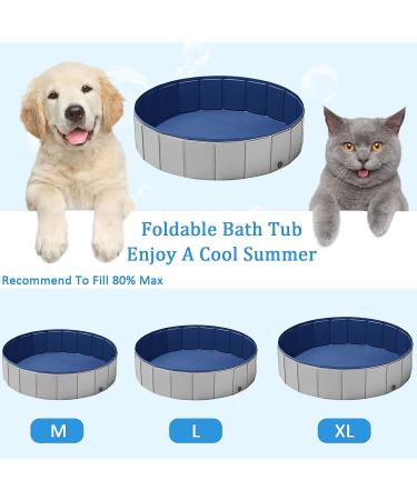 Foldable Dog Pool Collapsible Dog Bathtub Kids Pool for Backyard Plastic Bath Tub Duck Pond Bathing and Swimming Wading Pool for Pet Kiddie Baby Toddler Doggie Cat (Grey 80CM) 80CM Grey - Buy Online on GoSupps.com
