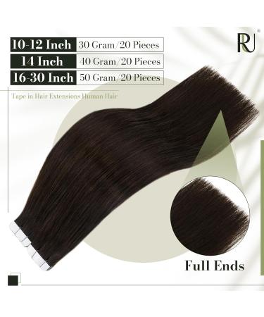 Runature Real Hair Tape Extensions - 55cm Dark Brown 20 Pieces 50g - Smooth Human Hair #2 - Buy Online on GoSupps.com