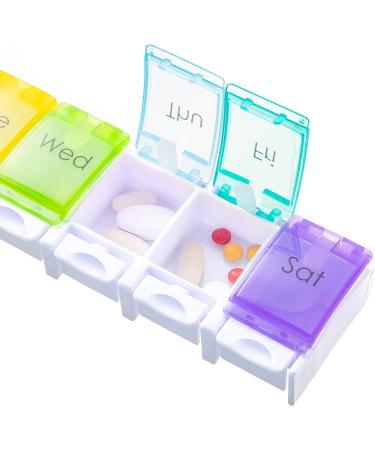 Maxpert Weekly Pill Organizer Case | Arthritis-Friendly Push Button Pill Planner | Large 7 Day Medication & Vitamin Organizer - Buy Online on GoSupps.com