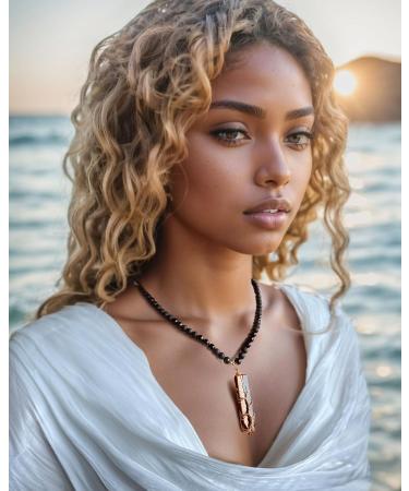 Spiritual Lava Stone & Obsidian Beaded Necklace with Tiger's Eye Tree of Life Pendant - Reiki Relaxation Gifts for Women - Buy Online on GoSupps.com