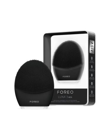 FOREO LUNA 3 MEN Silicone Facial Cleansing & Firming Massage Brush for Skin and Beard, Shave Prep, Ultra-Hygienic,16 Intensities, 650 uses/USB Charge, App-connected, Waterproof, 2-year Warranty