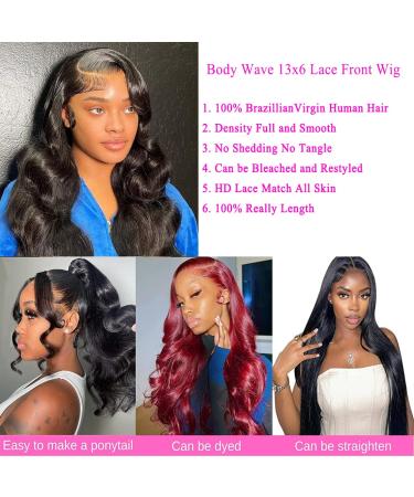 Kbeth 13x6 Brazilian Virgin Body Wave Lace Front Wig 22 Inch - HD Transparent Lace Frontal Wig for Black Women - Buy Online on GoSupps.com