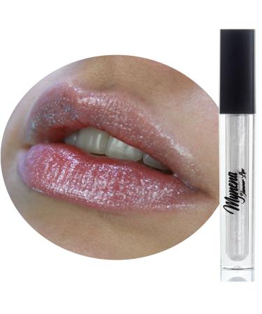 Mynena Clear Lip Gloss Shine with Silver Glittery Glossy Finish Moisturizing with Jojoba Oil | Talc-Free Mica-Free Gluten-Free Paraben-Free Cruelty-Free Vegan | Snow