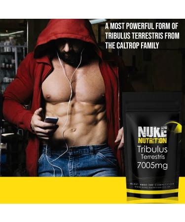 Nuke Nutrition Tribulus Terrestris 7005mg - High Strength Test Booster Pills - 60 Capsules for Men & Women - Increase Testosterone for Muscle Growth, Strength & Endurance - Buy Online on GoSupps.com