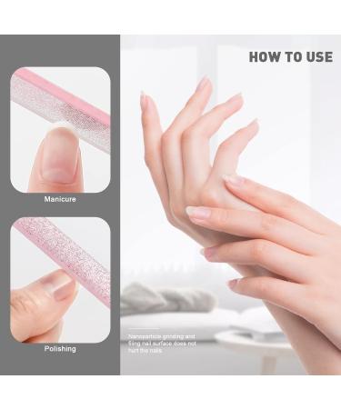 Bezox Glass Nail File Set - 2PCs Professional Salons Tools for Acrylic & Natural Nails - Durable Glass Hardness - Perfect Manicure Kit - Pink - Buy Online on GoSupps.com