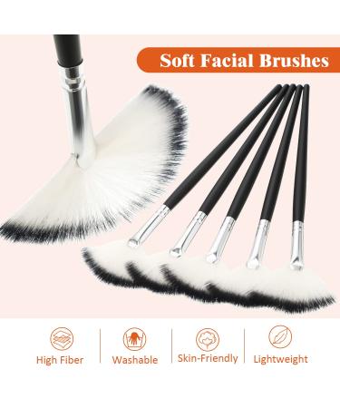 9-Piece Facial Brush Set for Peel Masks and Makeup Application - Soft Fan Brushes in Black and Silver - Buy Online on GoSupps.com
