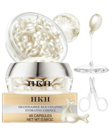 HKH Niacinamide Serum Capsules for Face - 38 Caps Anti-Aging & Dark Spot Remover For Women Aged 25+ - With Hyaluronic Acid & Vitamin E - Smoothing Firming Wrinkle & Fine Line - Travel-Friendly