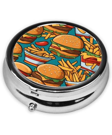 Portable Metal Pill Box - 3-Compartment Mini Organizer for Travel - Tasty Food Design - Buy Online on GoSupps.com