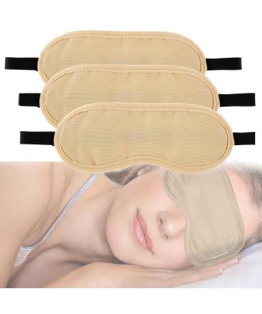Castor Oil Pack for Eyes 3 Pcs Reusable Organic Castor Oil Wrap Adjustable Essential Oil Eye Mask for Sleep Keep Moist Improve Sparse Eyelashes and Eyebrows Dry Wrinkles Dark Circle Eye Mask Khaki