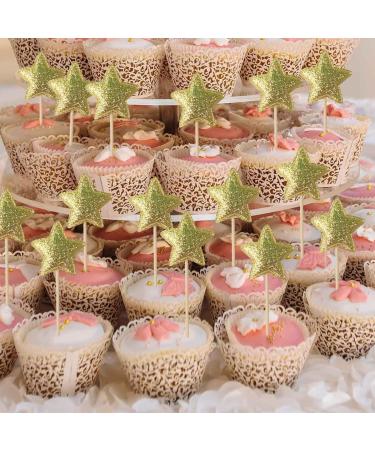 100 Pack Star Cupcake Toppers Birthday Party Cake Decorations Little Twinkle Stars Cake Topper Glitter Gold Star Cupcake Picks Baby Shower Wedding Engagement Bridal Shower Supplies Snack Decoration - Buy Online on GoSupps.com
