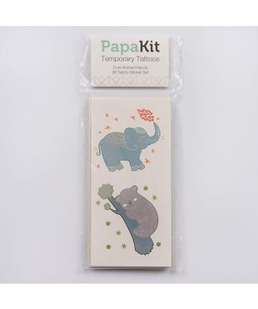 PapaKit Cute Zoo Animals Temporary Tattoo Set - 36 Fake Tattoos for Kids Birthday Party Favors | Non-Toxic, Food Grade, Safe & Removable - Buy Online on GoSupps.com