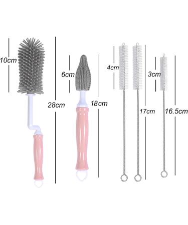 Silicone Bottle Brush Cleaner Soft Silicone Baby Bottle Brush for Cleaning Water Bottles Baby Bottles Thermoses Glasses Cups Wine Glass Food Jars (Pink) - Buy Online on GoSupps.com