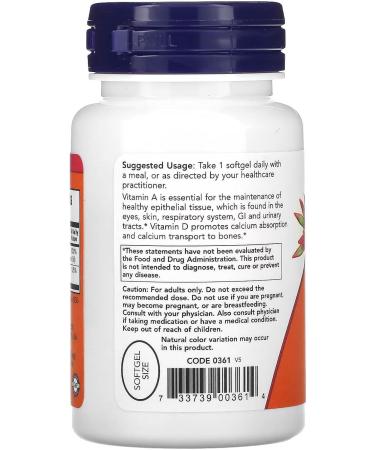 NOW Foods Ultra A & D 25000/1000 100 SGELS - Buy Online on GoSupps.com