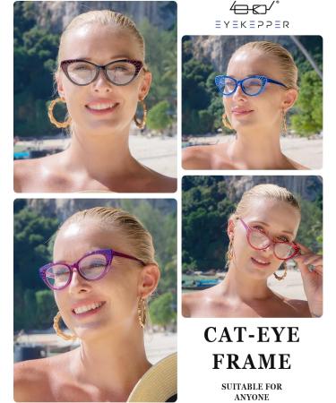 Eyekepper 4-Pack Cat Eye Reading Glasses +2.00 | Stylish Blue Light Blocking Readers for Women - Buy Online on GoSupps.com