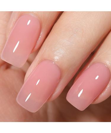 AILLSA Nude Gel Polish - Jelly Gel Nail Polish Sheer Pink Translucent Soak Off UV Gel Polish Neutral Color Nail Gel Polish for Nail Art French Manicure at Home 0.51 Fl Oz