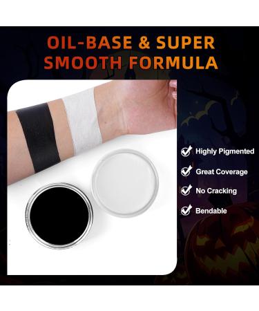 Professional White & Black Face Body Paint Kit - Halloween Clown Makeup with Brushes | Ideal for Cosplay Theater & SFX Make-up - Buy Online on GoSupps.com