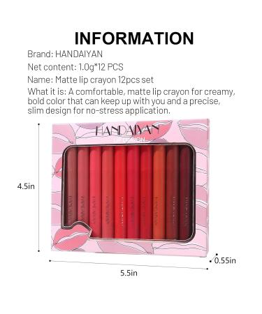 12 Colors Matte Lipstick Pen Set - Waterproof Lip Liner Crayon Long-lasting & Non-sticky with Built-in Sharpener - Buy Online on GoSupps.com