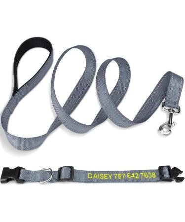 Tagme Personalized Reflective Dog Collar & Leash Set for Large Dogs - XL Gray - 1.5m Double-Sided Leash - Buy Online on GoSupps.com