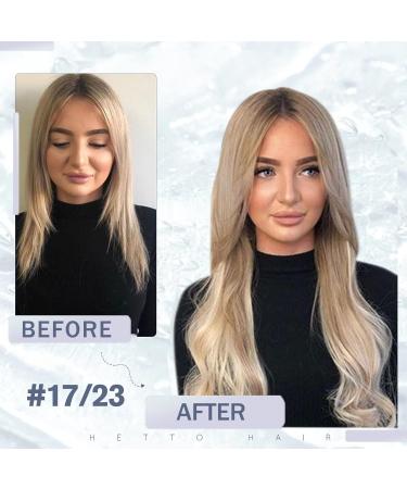 Buy Hetto Microring Real Hair Balayage Extensions - #P17/23 Light Blond Highlights - 50cm Remy Hair Extensions for Seamless Volume - Buy Online on GoSupps.com