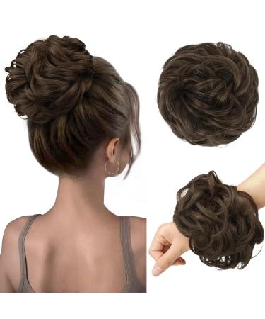 FESHFEN Messy Bun Hair Piece Hair Scrunchies Thick Curly Wavy Hair Piece Synthetic Donut Updo Hairpieces for Women Girls Medium Ash Brown 55 g (Pack of 1) 10# Medium Ash Brown - Buy Online on GoSupps.com