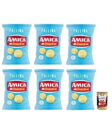 Italian Gourmet E.R. Amica Chips Pallina al Formaggio Pack of 6 cheese-flavored corn snacks 50g bag + Italian Gourmet Polpa di Pomodoro 400g box