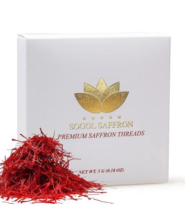 Sogol Saffron Premium Saffron Threads Organic 5 Grams (Super Negin Grade) Saffron Spice for Cooking Persian Rice & Tea (0.18 oz)