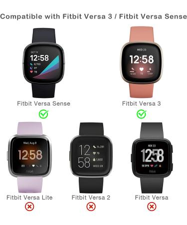 Tensea 2Pack Bling Protector Case for Fitbit Versa 3/Sense - Black/Silver Diamond Frame Cover for Women - Buy Online on GoSupps.com