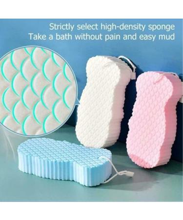 Korean Skin Scrubber Exfoliator Sponge - Beyond Draw 3D Reusable Bath Sponge (Pink & Blue) | Super Soft Exfoliating Body Sponge for Radiant Skin - Buy Online on GoSupps.com