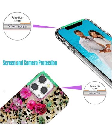 ARSTVEC iPhone 13 Pro Max Protective Cover | Glitter TPU Case for Women - Pink Flower & Leopard Patterns - Buy Online on GoSupps.com