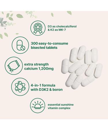 Micro Ingredients Calcium 1 200mg with Vitamin D3 & K2 300 Tablets | Calcium Supplements for Women & Men | Mineral Complex Support Bone Teeth Colon & Cardiovascular Health | Non-GMO Gluten-Free - Buy Online on GoSupps.com