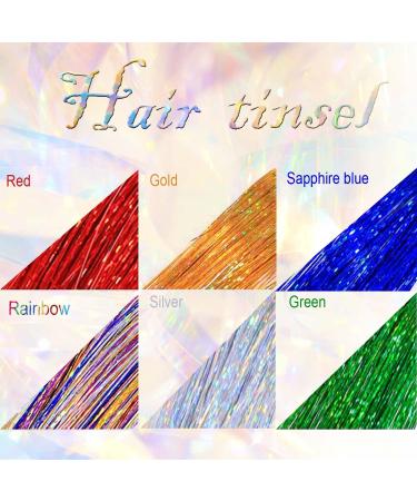 47 Inches Hair Tinsel Kit: 1200 Strands in 6 Colors - Sparkling Shiny Extensions for Colorful Glitter Hair - Includes Tools - Buy Online on GoSupps.com