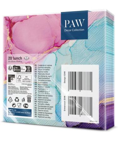 PAW 3-Layer Napkins 33x33 cm | 20 Colorful Decorative Paper Napkins for Weddings Communions & Celebrations | Luxury Watercolor Dream Design - Buy Online on GoSupps.com
