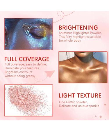 Highlighter Fairy Powder - Glitter Highlighter Makeup Powder Tapotante - Makeup Highlighter Smooth Sparkle Highlighter for Body Lightening 3D Natural Powder for Renywosi - Buy Online on GoSupps.com