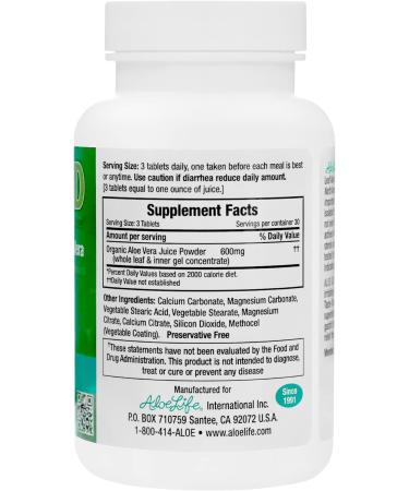 Aloe Life Aloe Gold Tablets - Immune Support & Digestive Health - Certified Organic Aloe Vera - 90 Tablets - Buy Online on GoSupps.com