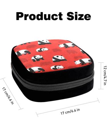 GIAPB Period Bag - Sanitary Napkin Storage Holder & Makeup Pouch (Bear Panda Design, Red Background) |1531 - Buy Online on GoSupps.com