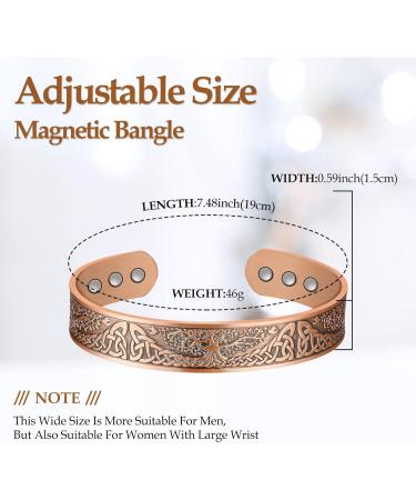 Jecanori Tree of Life Copper Magnetic Bracelet | Adjustable Size Cuff Bangle with Strong Magnets | Men Women Brazaletes | Jewelry Gift Box incl. | A-copper - Buy Online on GoSupps.com