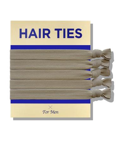 Havhaf Knotted men's hair gum for men-no damage fold break bun hair gum for men with long hair |For rolls curly thick elastic for boys (wide (5 pieces) cream) 1 piece (1 Pack) cream